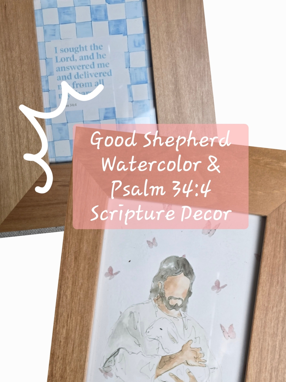 Good Shepherd Watercolor Scripture Print - Blue & Brown